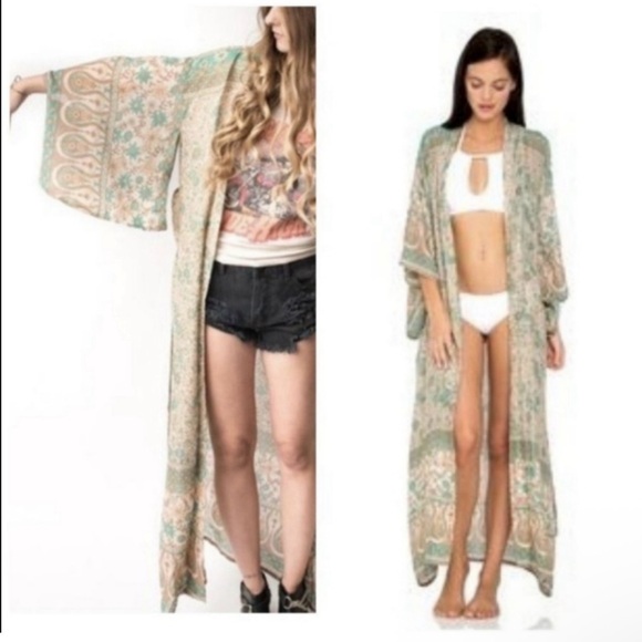 Spell & The Gypsy Original Kimono Sage Blossom Vintage - Picture 3 of 7